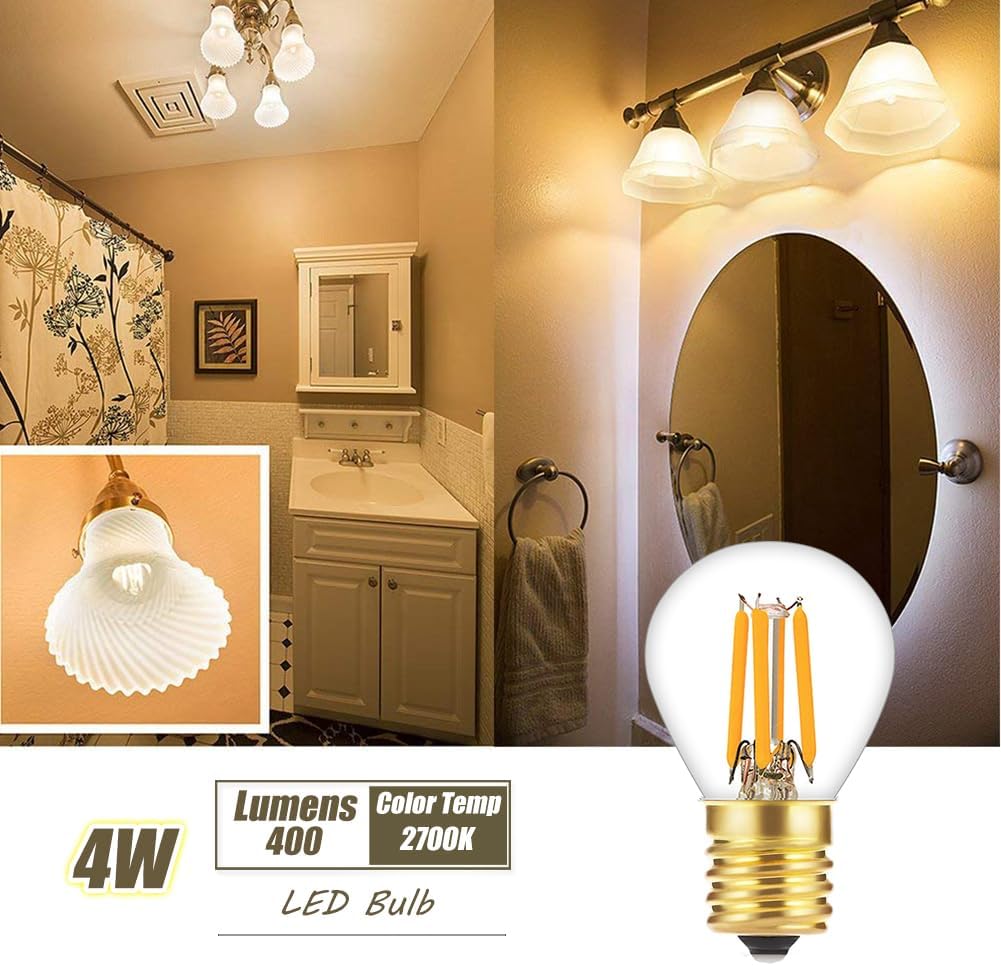 S11 LED Bulb Filament 4W Equivalent to 40 Watt Incandescent Appliance Bulb- E17 Intermediate Base Mini Globe Light
