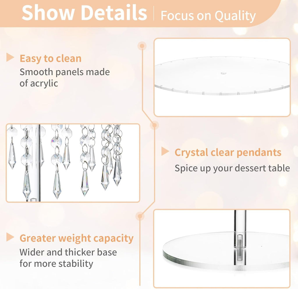Acrylic Cake Stand Round: Cupcake Stands 12.2in Diameter Clear Afternoon Tea Dessert Display Cup Cakes Serving Plate