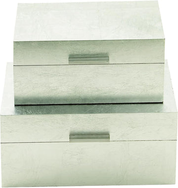 Wooden Decorative Box Decorative Keepsake Boxes with Textured Foiled Exterior Storage Boxes 13", 11"W - Set of 2