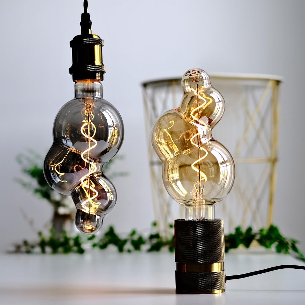 Vintage Led Bulb G30 Small Bubble 4W Dimmable 110-130V E26 Base Specialty Decorative Edison Bulb Smoke Gray Glass