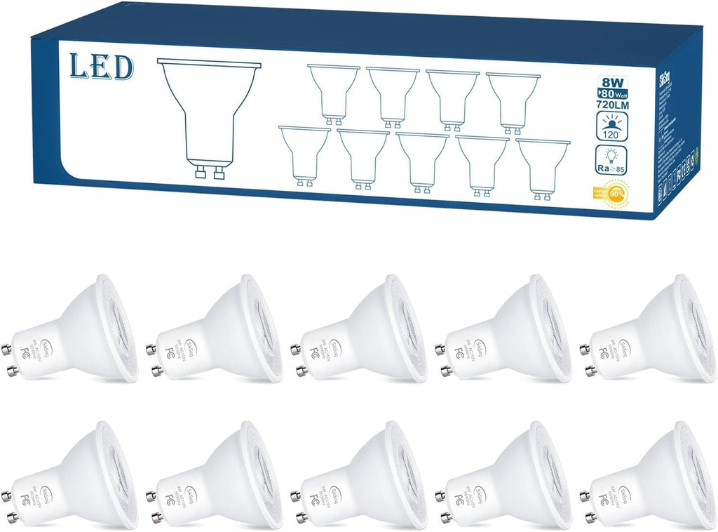 GU10 LED Light Bulb 5000K Daylight White,70W Halogen Equivalent, Non Dimmable, 120° Beam Angle Flood Lights, LED