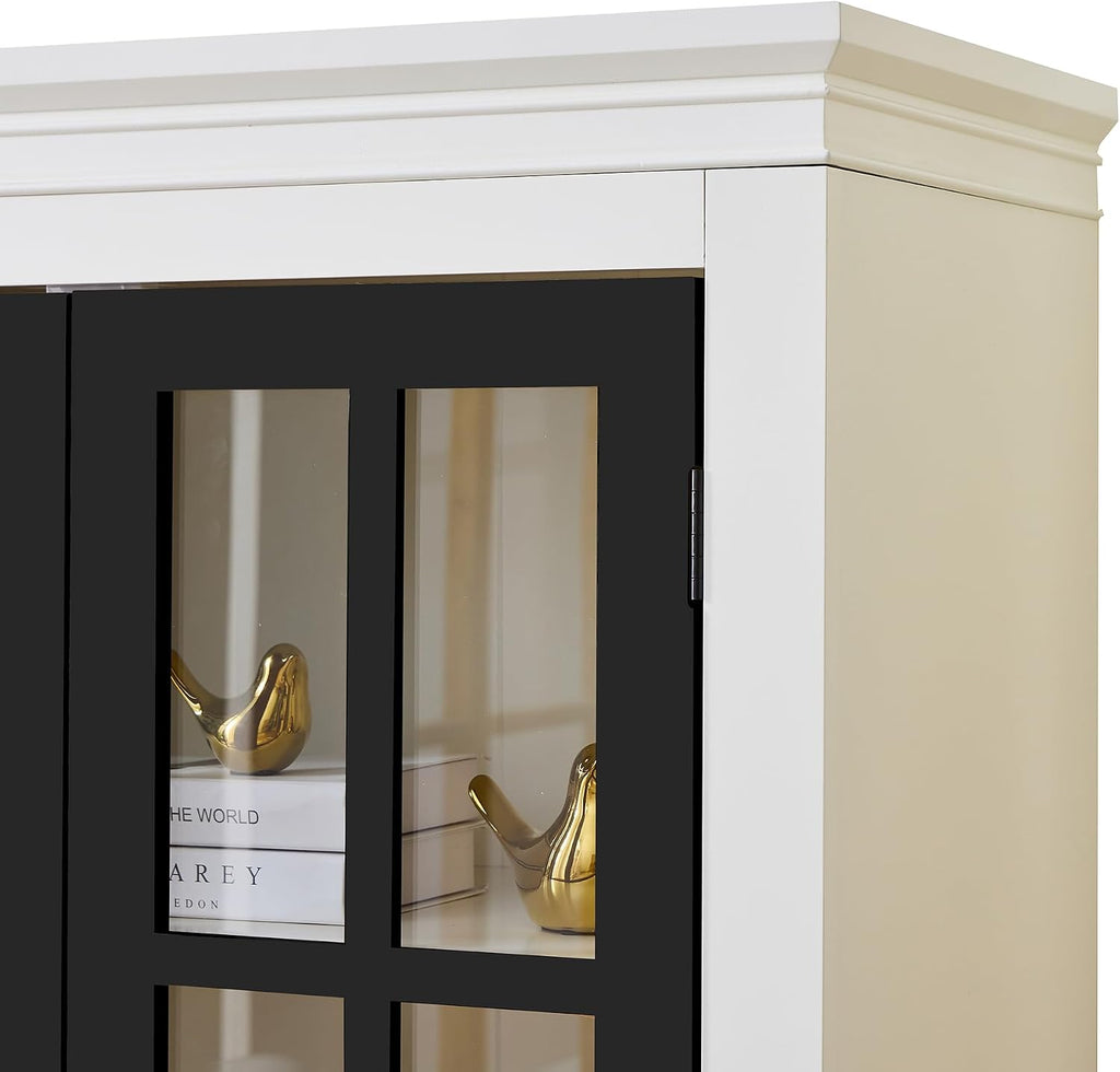 71.2" Tall Display Cabinet with Glass Doors,Rustic Style China Cabinet,Curio Cabinet for Collectibles Figures