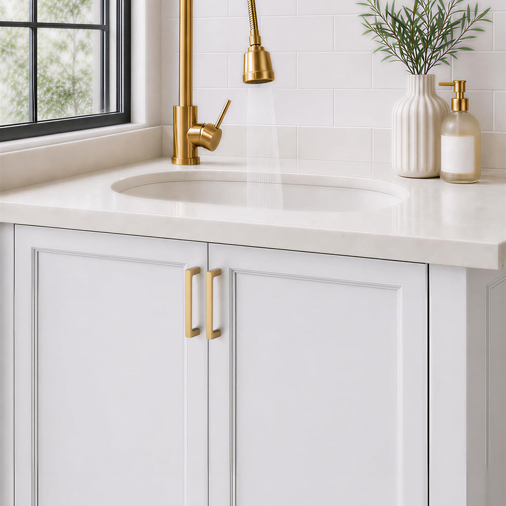 Champagne Bronze Kitchen Cabinet Solid Handles,4 Inch,5 Pack