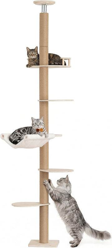 Floor to Ceiling Cat Tree for Large Cats, 76-108" Height Adjustable