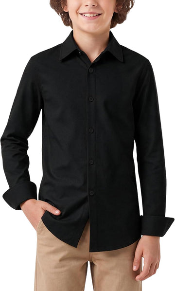 Boys Cotton Long Sleeve Button Down Dress Shirt
