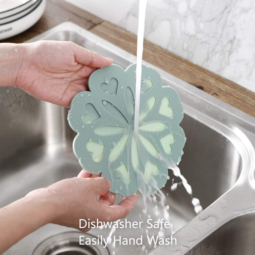 Set 4 Silicone Trivet Mat - Hot Pot Holder Hot Pads for Table & Countertop - Trivet for Hot Dishes - Non-Slip & Heat