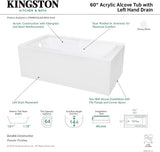 VTAM6032L22S 60-Inch Acrylic 2-Wall Corner Alcove Tub with Corner Apron, Left Hand Drain Hole, White