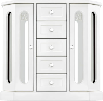 Vintage Jewelry Armoire with Mirror White - Set of 5