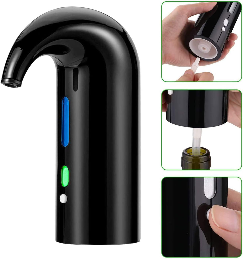 Electric Wine Aerator Pourer - Portable One-Touch Decanter and Dispenser Pump for Red and White Wine, Multi-Smart