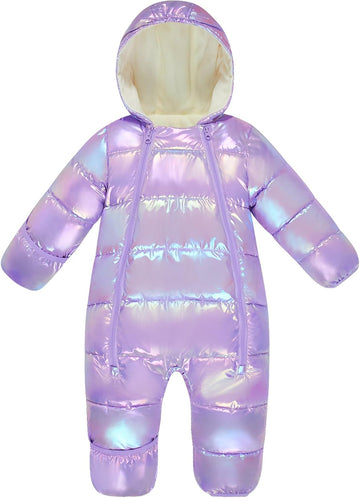 Baby Double Zipper Footed Hooded Fleece Lined Snowsuit