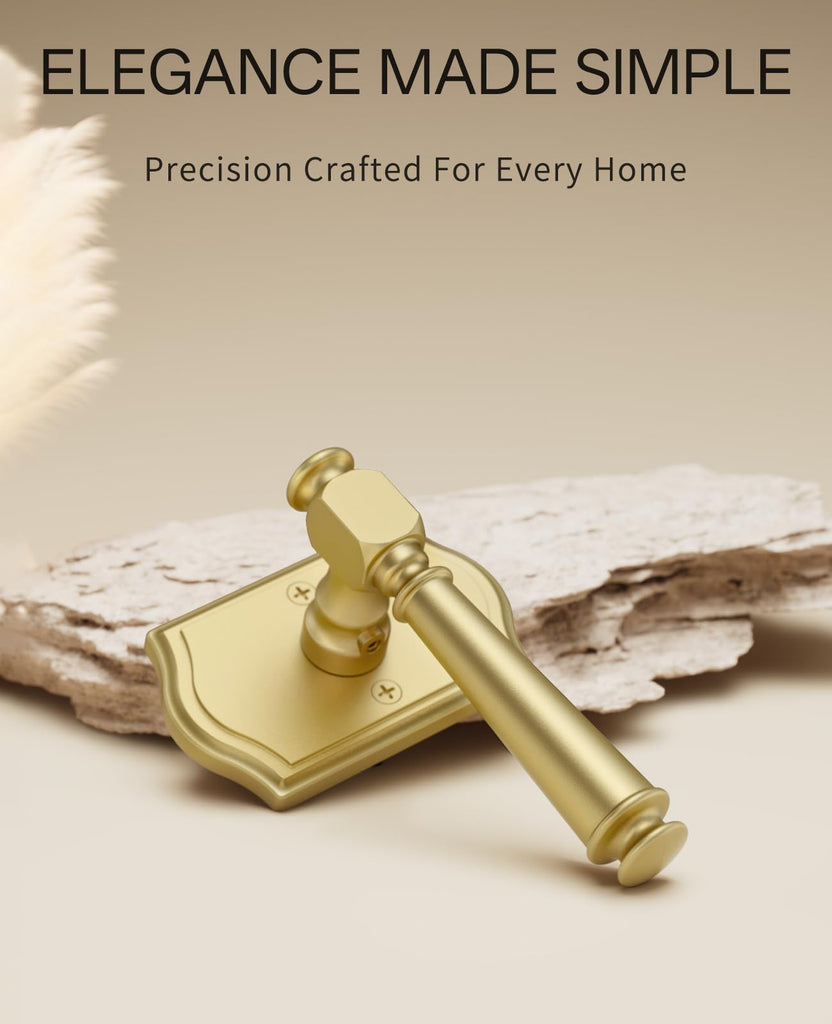 1 Pack Brushed Gold Passage Interior Door Handles