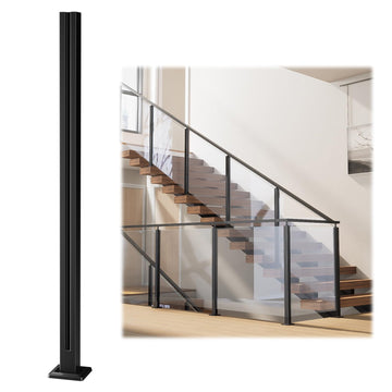 [Patent] 36" Black Glass Railing Post for Level and Stairs GS41 BG4