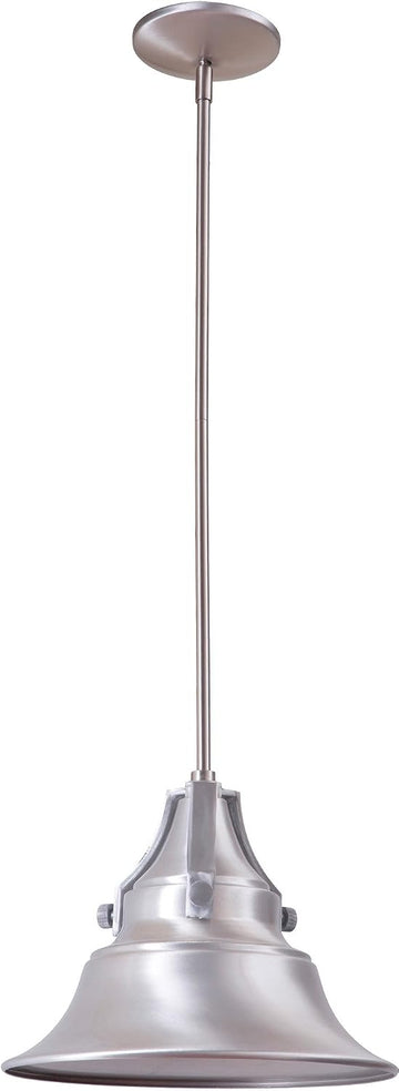 Union Industrial Outdoor Pendant Lighting, 1-Light, 100 Watts, Satin Aluminum (12"W x 47"H)