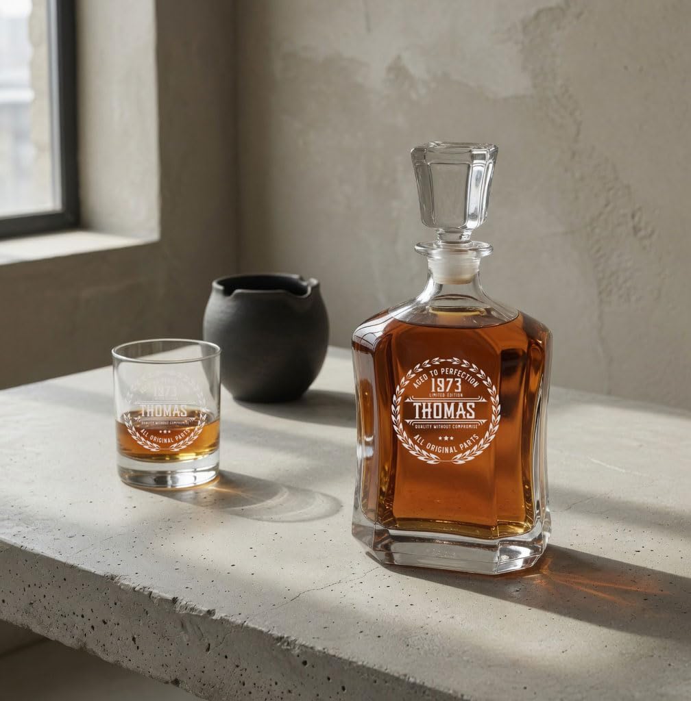 Personalized Whiskey Decanter - 4 Designs - Birthday Gifts for Men 2025, Dad, Husband, Him, Boyfriend - Men Whiskey