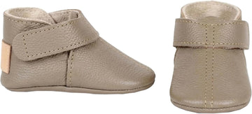 Leather Baby Booties Handmade Moccasins Soft Sole Barefoot First Walking Infant Shoes Newborn Shower Gift Boots Stone