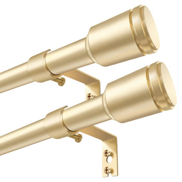 Curtain Rods 30-60 Inch, Adjustable Gold Curtain Rods for Windows 2 Pack