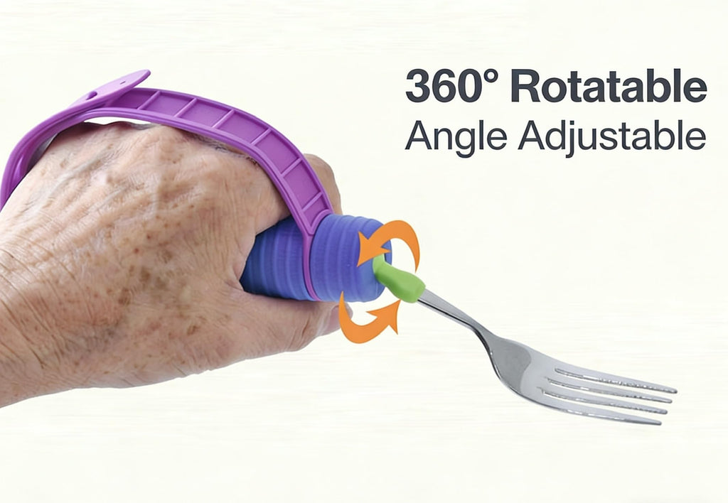 Weighted Adaptive Utensils for Enhanced Stability - Bendable, Non-Slip Utensil Set with Adjustable Wrist Strap &