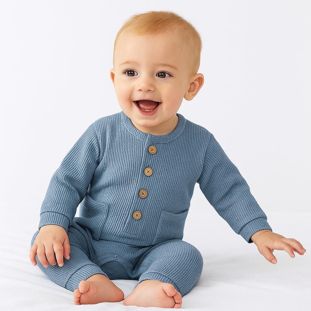 Baby Boys 2 Pack Romper Ribbed Long Sleeve One-Piece Jumpsuit Clothes