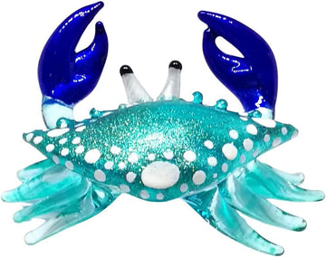 Blown Glass Blue Crab Figurine Miniature Ornament Aquarium Marine Collection