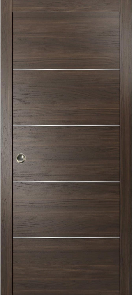 Planum 0020 | Interior French Single Pocket Door, no Glass, Wooden, 24x80, Brown, Modern Style | Har