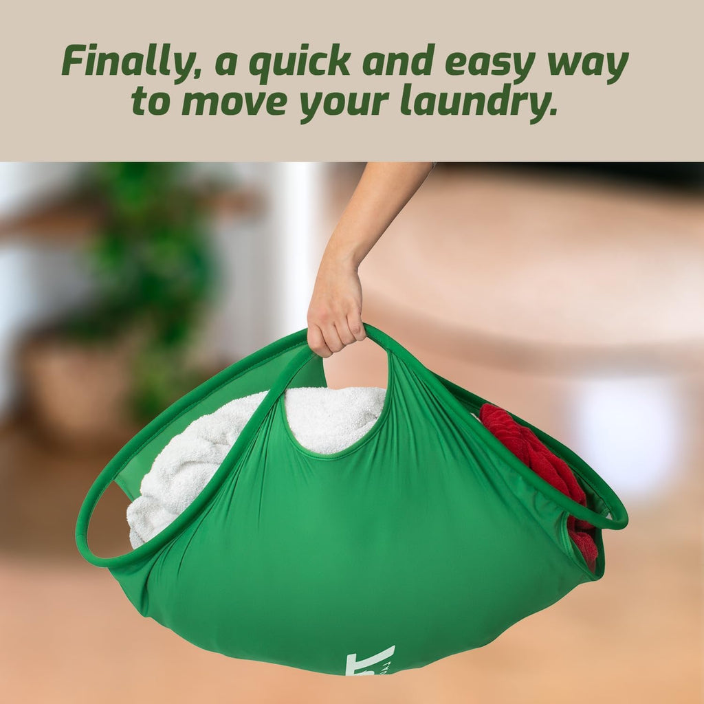 Collapsible Laundry Basket for Washer & Dryer (Green, Small)