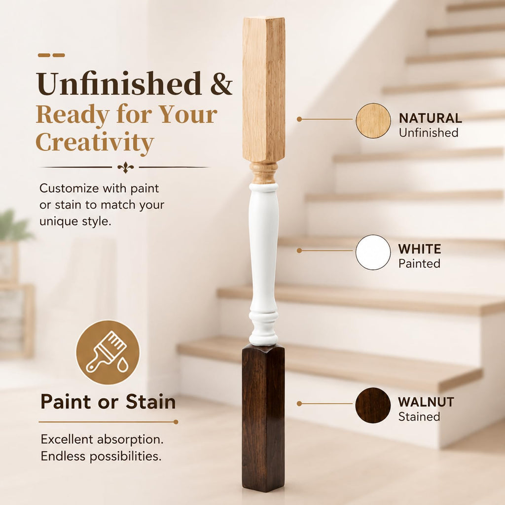 10 Pack Primed Rubberwood Railing Spindles, 35-3/4 Inch