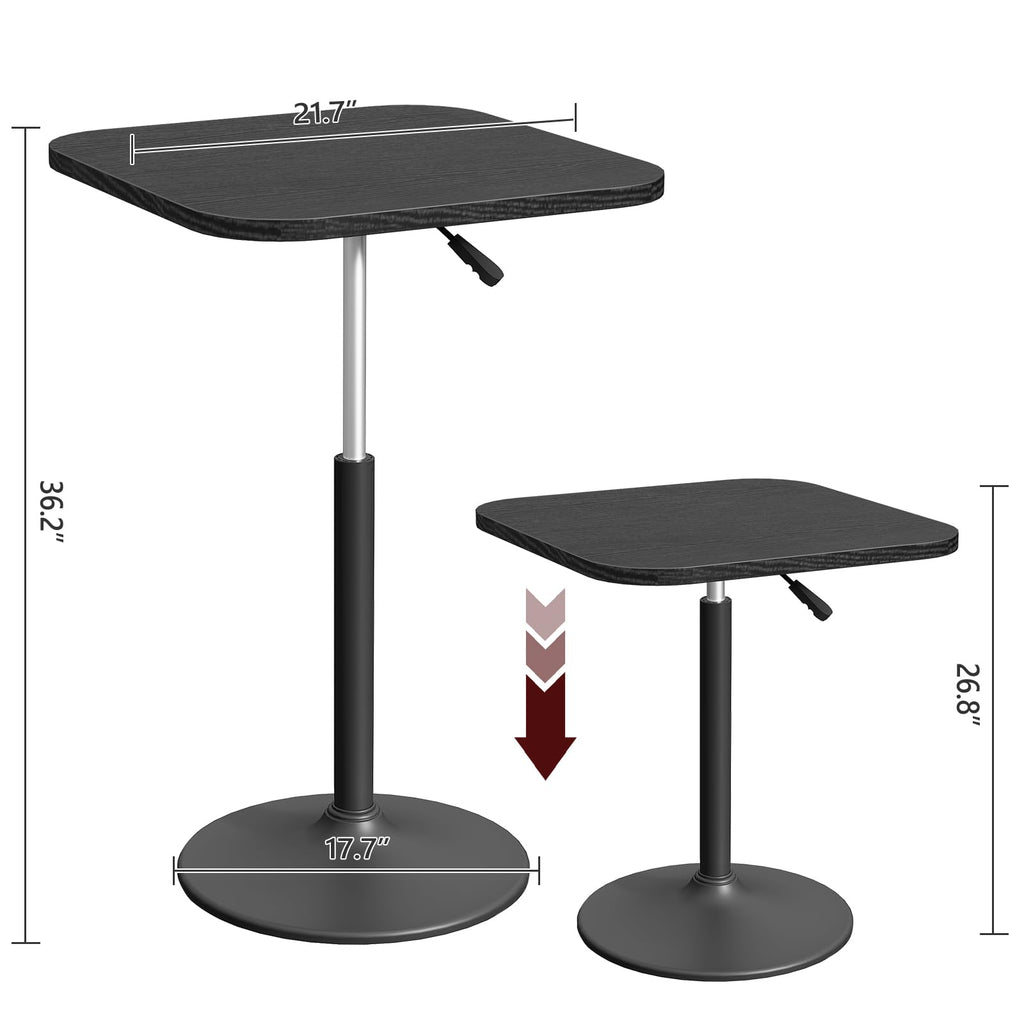 Bar Table, Height-Adjustable Pub Table 26.8-36.2 Inches, Cocktail Table with Base, Counter Height Tables for Small