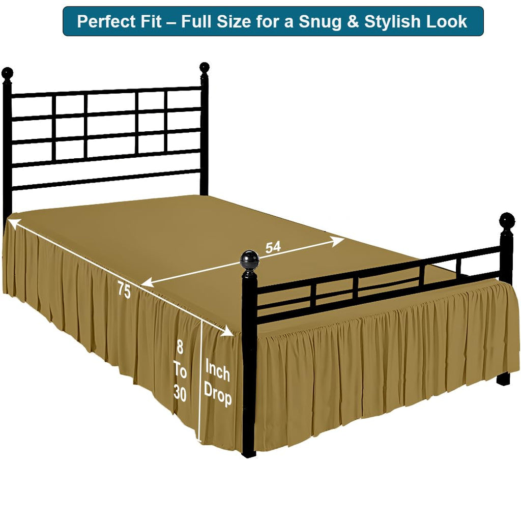 Ruffled Bed Skirt with Split Corners, Gathered Style, 100% Microfiber, 16-Inch Drop, Dust Ruffle Bedskirt with