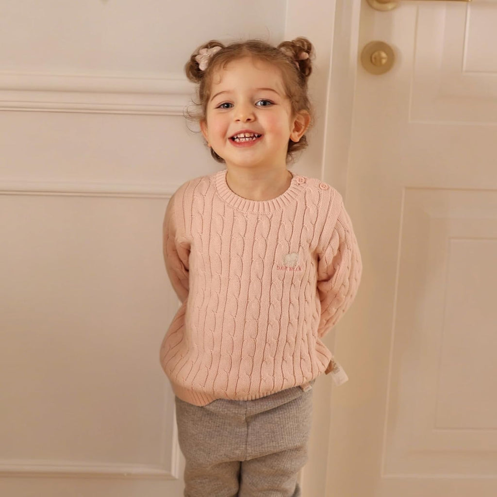 Toddler Girl Cotton Sweater Cable Knit Cashmere Pullover Sweater