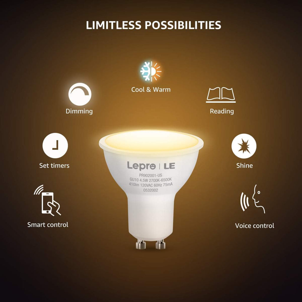 Alexa GU10 LED Light Bulbs - 50W Halogen Equivalent Smart GU10 Bulb Works with Alexa & Google Assistant,Voice and App