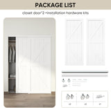 60"(Double 31") x80" Sliding Closet Door, K Style Bypass Closet Door with Hardware Kit & Matching Fa