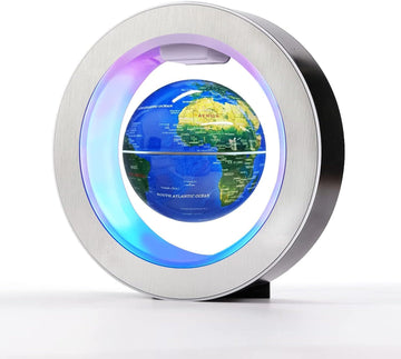 Magnetic Levitation Floating Globe - Levitating O Shape Globe with LED Lights for Education Home Office Desk Decor