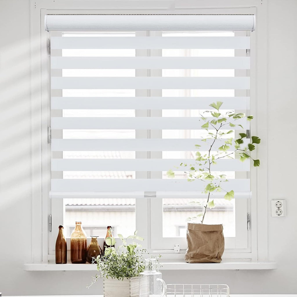 Custom Size Cordless Zebra Blinds for Windows with Jacquard Pattern Roller Shades Light Filtering Sheer Window Shades