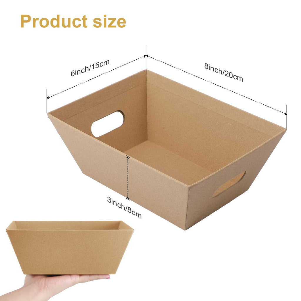 100 Pcs Empty Gift Basket Thick Kraft with Handle, 8 x 6 x 3 Inch