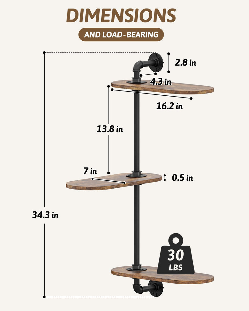 3-Tier Rotating Window Plant Shelf Wall Mounted Plant Stand