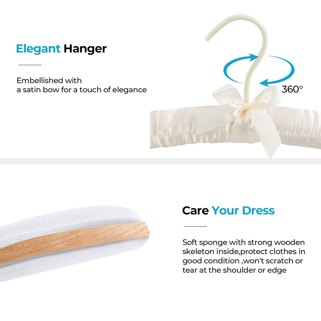 Padded Hanger for Sweaters - 17 Inch Extra Large Heavy Duty Satin Covered Coat Hangers No Shoulder Bump for Women