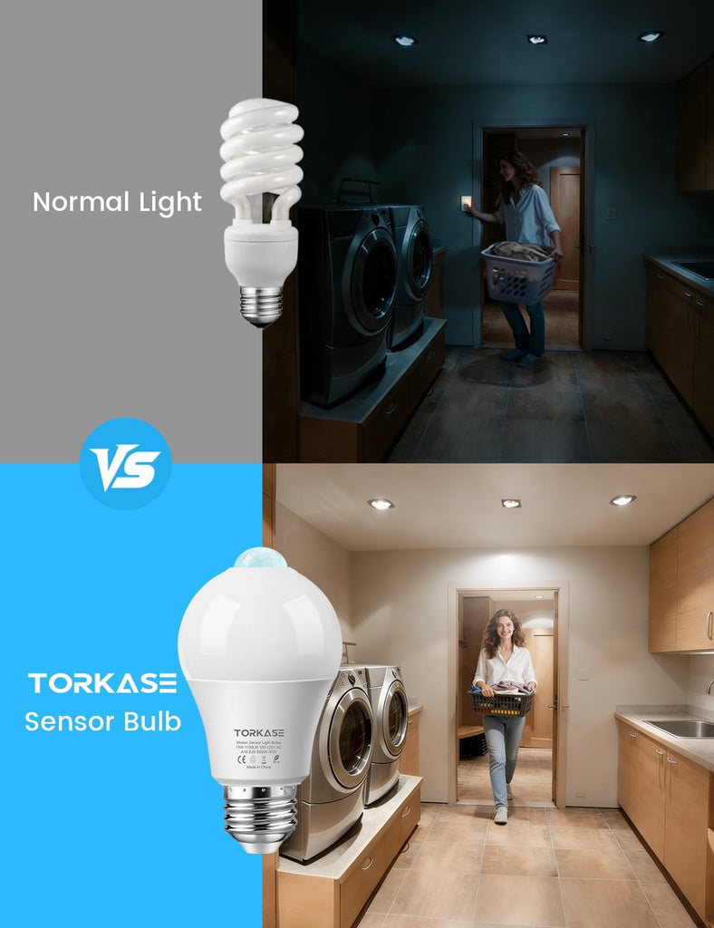 Motion Sensor Light Bulbs, E26 Dusk to Dawn Activated Security