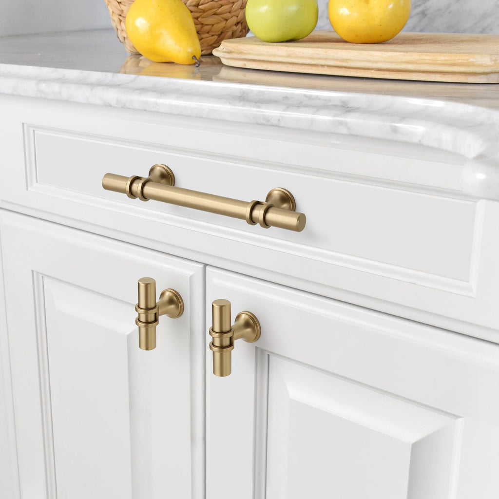 10 Pack Matte Gold Cabinet Pulls 3.75 Inch(96MM) Hole Centers Kitchen Cabinet Handles Cabinets Hardware Drawer Pulls