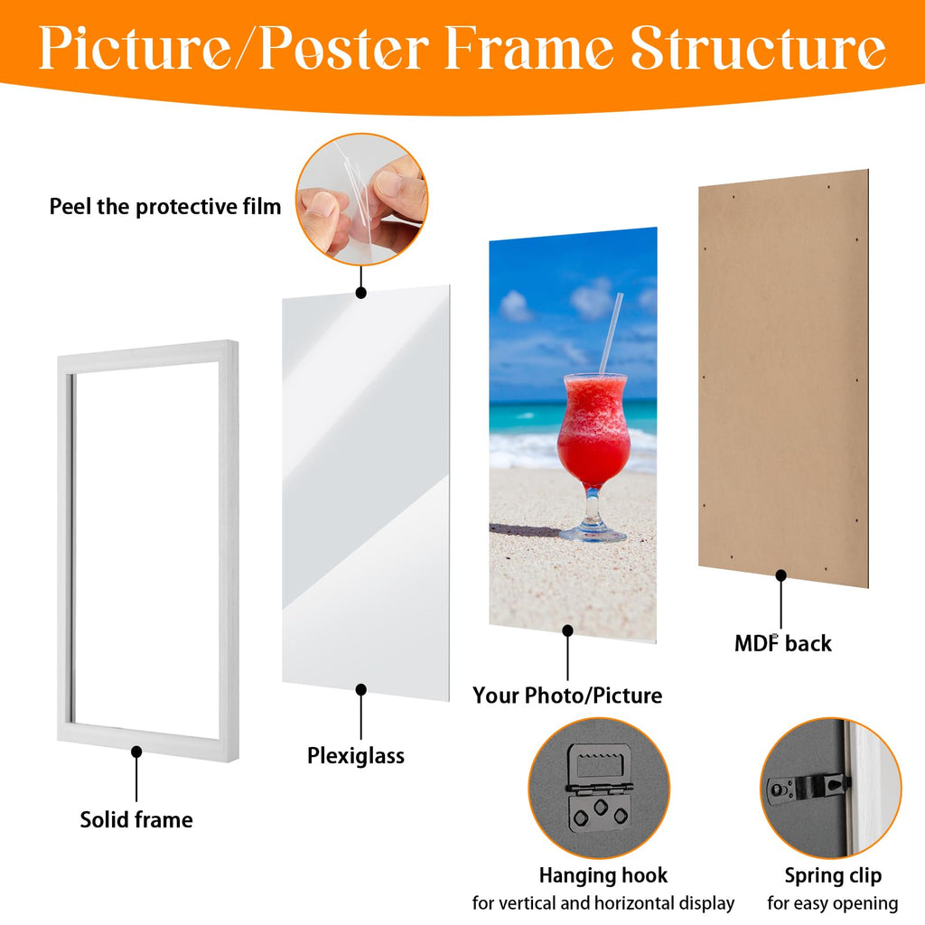 16x20 Frame Rustic White, Distressed 20x16 Picture Frame, Art Pic Hanging Poster Frame, 16 by 20 Gallery Family
