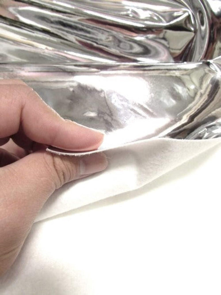 TM Chrome Mirror Reflective Vinyl Fabric by The Yard DIY Upholstery Accessories Applications (Silver)