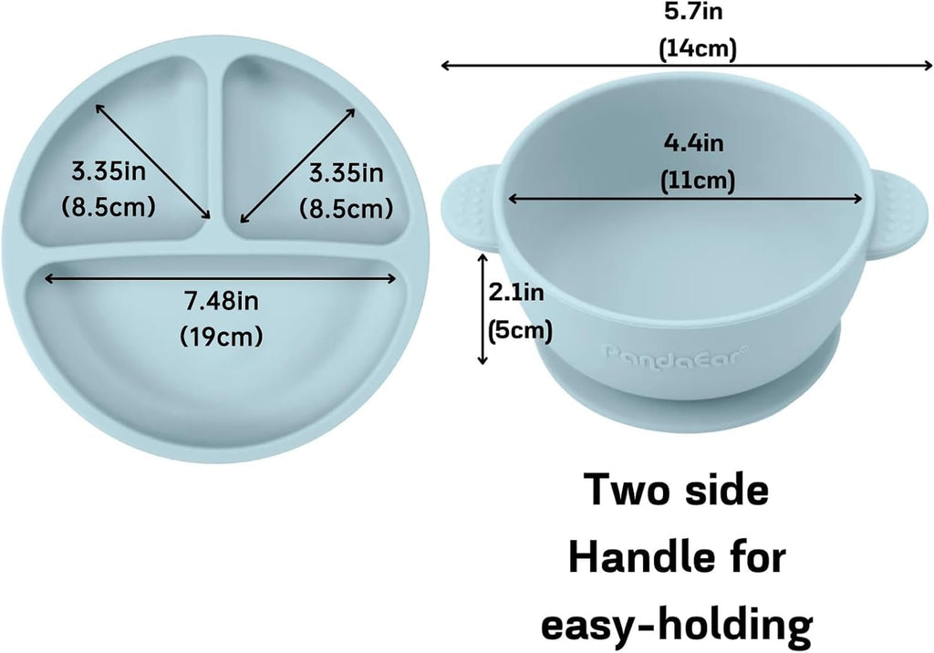 9 PCS Silicone Baby Feeding Set, Suction Plate & Utensils