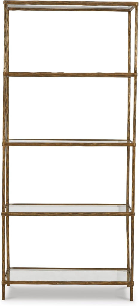 Ryandale Modern 5 Shelf Bookcase, Antique Brass Finish