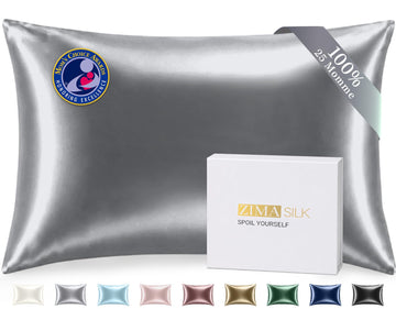 25 Momme 100% Pure Mulberry Silk Pillow Cases, Iron Gray, Standard