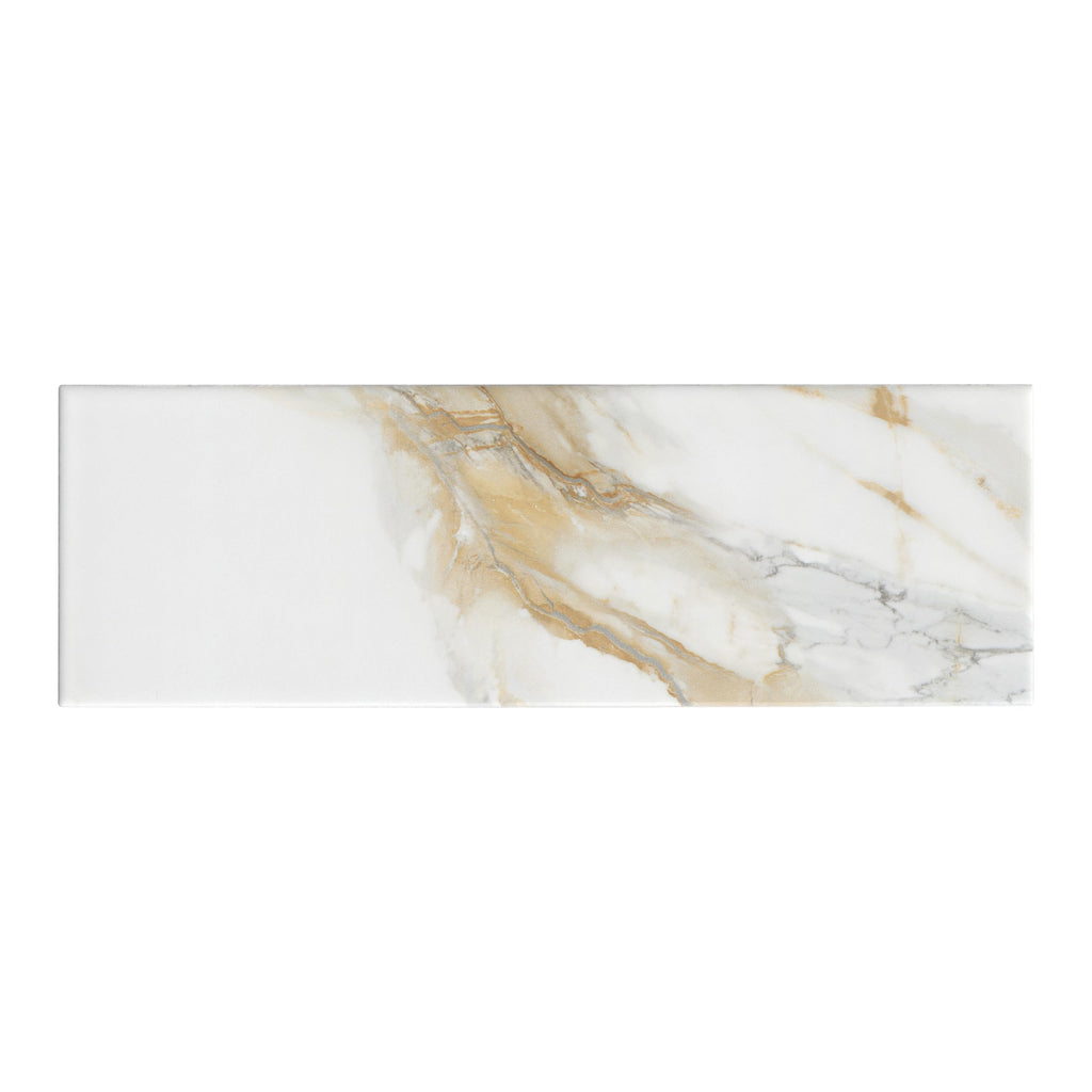 Porcelain Subway Matte Floor & Wall Tile | Calacatta Gold | 4" x 12"