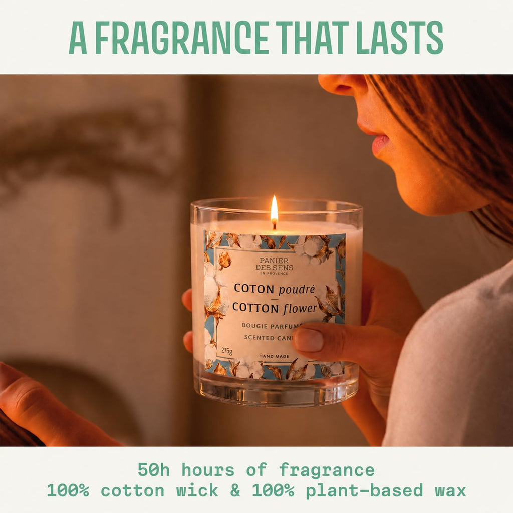 Cotton Flower Scented Candle Gift for Women, 9.7 oz