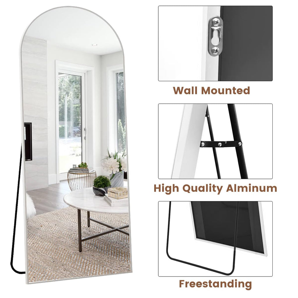 Full Length Mirror, 71"x26" Arched Body Mirror Full Length (White)