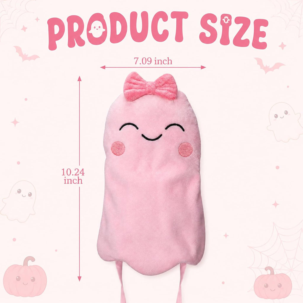 Halloween Pink Ghost Tree Topper Decor 10'' Velvet Smile Ghost