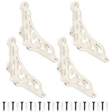 4 Pack 4-1/8 x 3-5/8 Shelf Bracket Decorative L Cast Iron Shelf