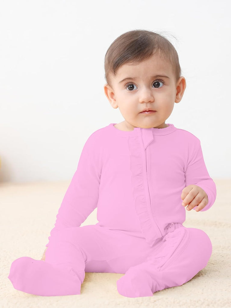 Baby Ruffle Footed Sleeper, Rayon of Bamboo, Assorted
