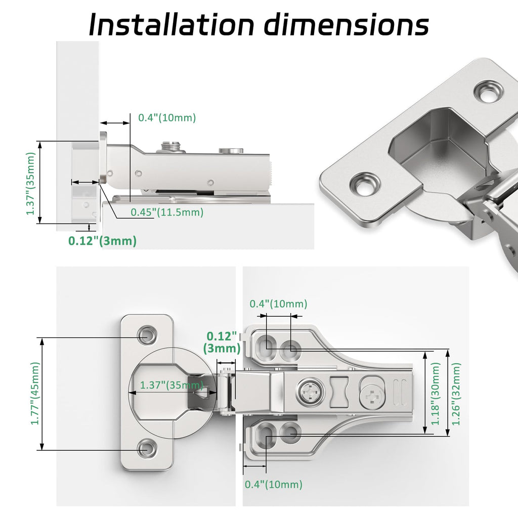 25 Pairs 50 Packs Half Overlay Hinge, Partial 1/4 inch Small Overlay Cabinet Hinges, Face Frame Soft Close Cabinet